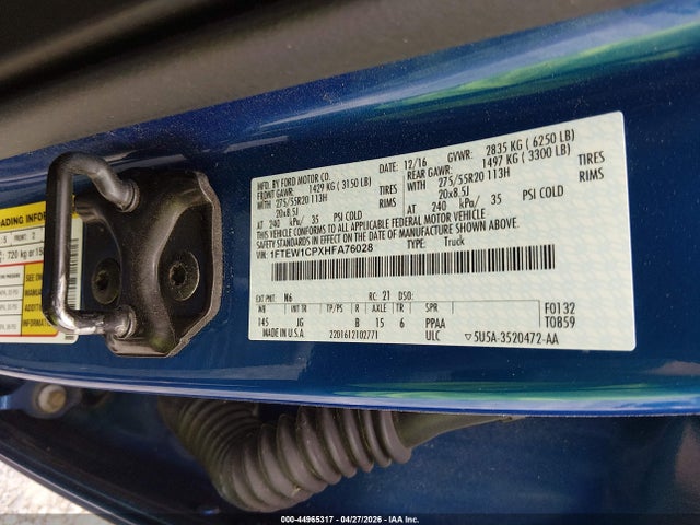 Aukcja sprzedaży 2017 Ford F-150 Xl, vin: 1FTEW1CPXHFA76028, numer aukcji: 44965317