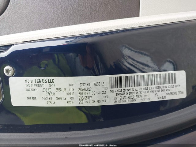 Aukcja sprzedaży 2018 Chrysler Pacifica Touring L Plus, vin: 2C4RC1EG2JR121677, numer aukcji: 44965332