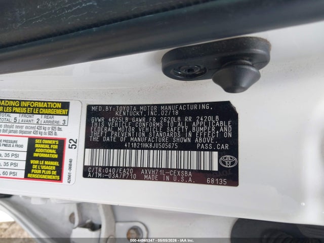 4T1B21HK8JU505675 Toyota Camry Hybrid Se