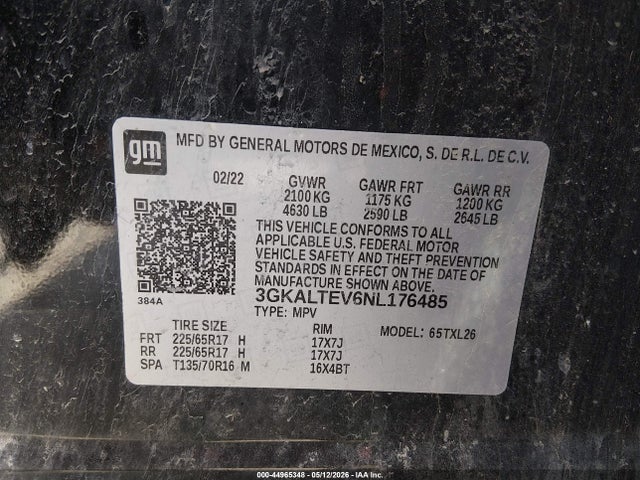 Продажа на аукционе авто 2022 Gmc Terrain Awd Sle, vin: 3GKALTEV6NL176485, номер лота: 44965348