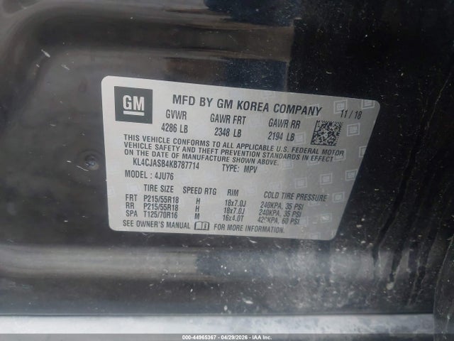 Продаж на аукціоні авто 2019 Buick Encore Fwd Preferred, vin: KL4CJASB4KB787714, номер лоту: 44965367