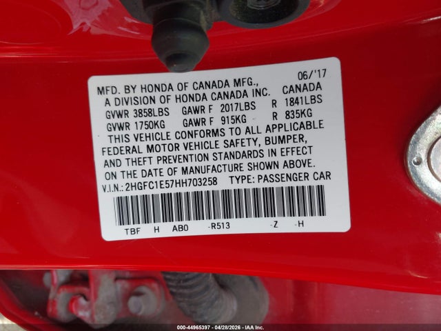 Honda CIVIC SI 2017 2HGFC1E57HH703258 Image 9