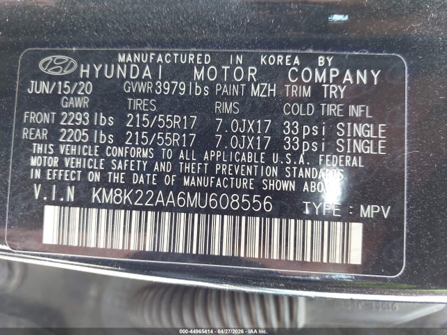 KM8K22AA6MU608556 Hyundai Kona Sel