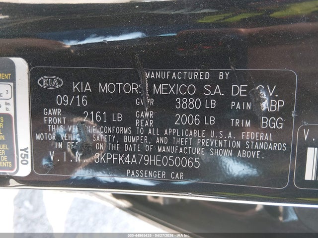 Aukcja sprzedaży 2017 Kia Forte Lx, vin: 3KPFK4A79HE050065, numer aukcji: 44965425