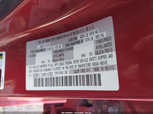 3MZBN1L7XHM114750 Mazda Mazda3 Touring