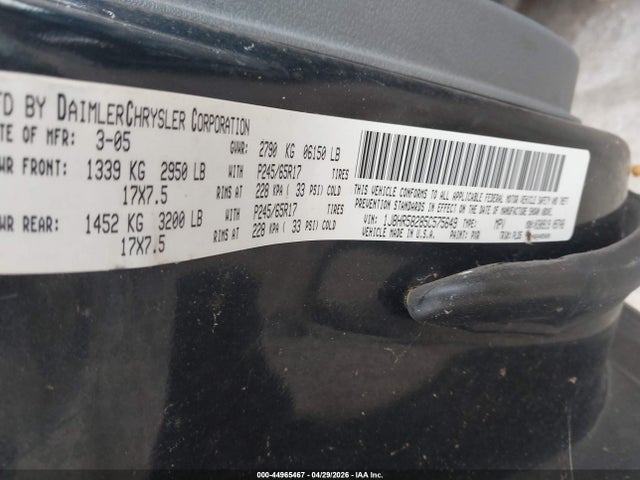 Aukcja sprzedaży 2005 Jeep Grand Cherokee Limited, vin: 1J8HR58285C575649, numer aukcji: 44965467