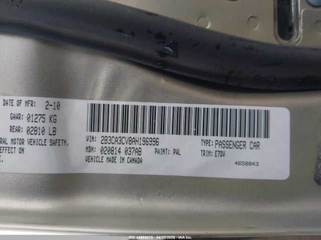 Продаж на аукціоні авто 2010 Dodge Charger Sxt, vin: 2B3CA3CV8AH196996, номер лоту: 44965476