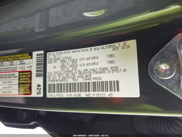 Продажа на аукционе авто 2026 Toyota Tacoma Trd Sport, vin: 3TMKB5FN6TM059512, номер лота: 44965537