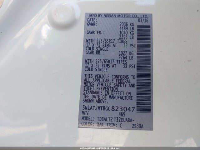 Nissan ROGUE SV 2016 5N1AT2MT8GC823047 Image 9
