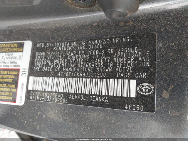 Aukcja sprzedaży 2009 Toyota Camry Le, vin: 4T1BE46K69U291390, numer aukcji: 44965548
