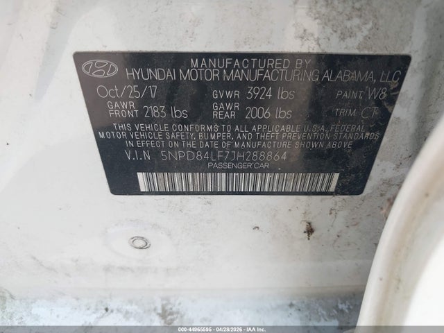 5NPD84LF7JH288864 Hyundai ELANTRA SEL