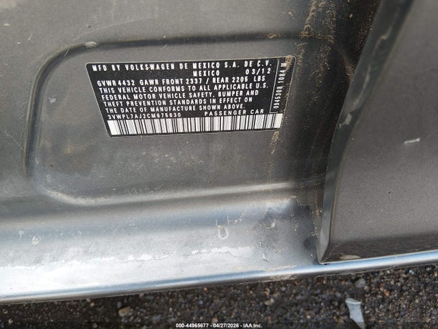 Aukcja sprzedaży 2012 Volkswagen Jetta Sportwagen 2.0l Tdi, vin: 3VWPL7AJ2CM675630, numer aukcji: 44965677