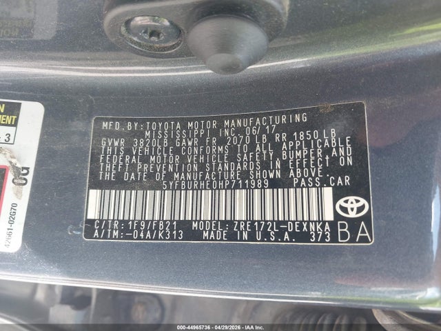 5YFBURHE0HP711989 Toyota COROLLA LE
