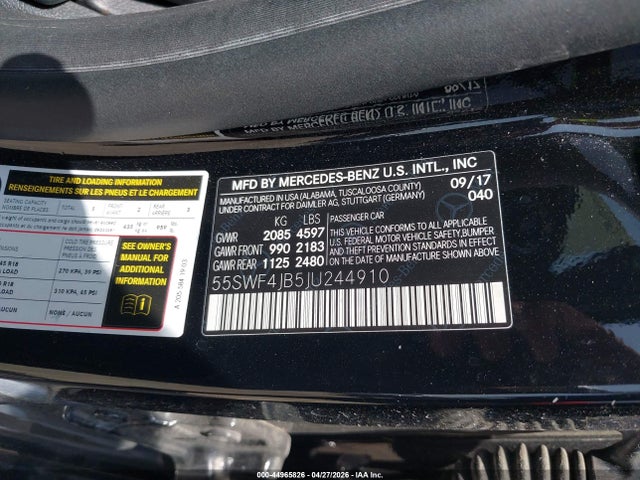 Продажа на аукционе авто 2018 Mercedes-benz C 300, vin: 55SWF4JB5JU244910, номер лота: 44965826