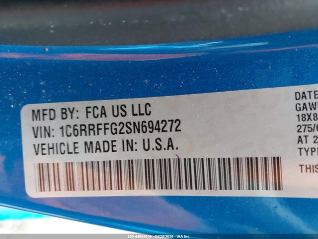 Продаж на аукціоні авто 2025 Ram 1500 Big Horn  4x4 5'7 Box, vin: 1C6RRFFG2SN694272, номер лоту: 44965835