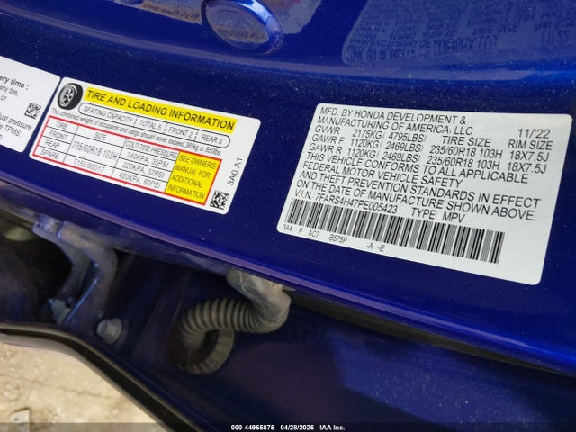 44965875 :رقم المزاد ، 7FARS4H47PE005423 vin ، 2023 Honda Cr-v Ex Awd مزاد بيع