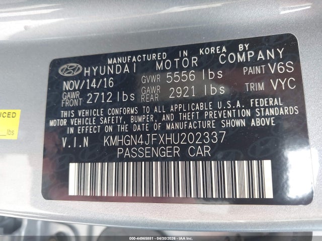 Genesis G80 5.0 Ultimate 2017 KMHGN4JFXHU202337 Image 9