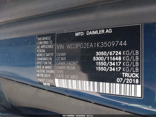 Продаж на аукціоні авто 2019 Mercedes-benz Metris, vin: WD3PG2EA1K3509744, номер лоту: 44965930