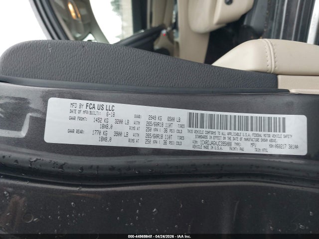 Продажа на аукционе авто 2018 Dodge Durango Sxt Awd, vin: 1C4RDJAGXJC395088, номер лота: 44965947