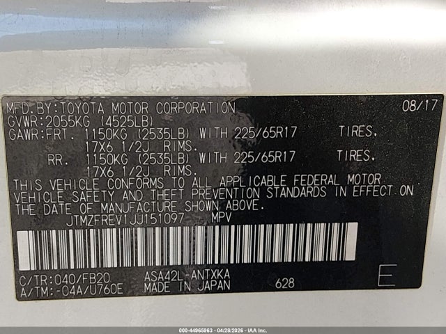 Toyota RAV4 LE 2018 JTMZFREV1JJ151097 Image 9