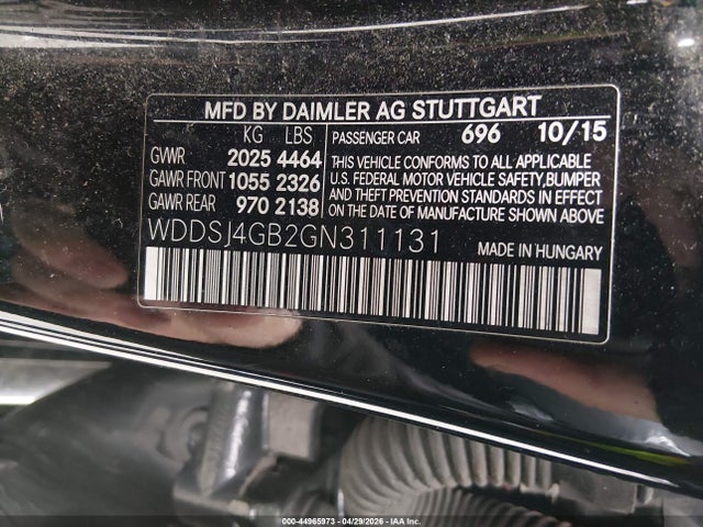 44965973 :رقم المزاد ، WDDSJ4GB2GN311131 vin ، 2016 Mercedes-benz Cla 250 4matic مزاد بيع