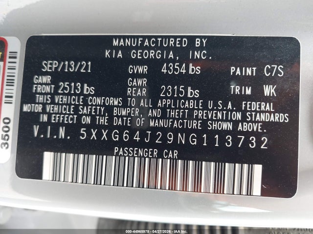 KIA K5 Gt-line 2022 5XXG64J29NG113732 Image 9