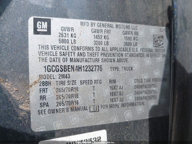 1GCGSBEN4H1232776 Chevrolet Colorado Wt