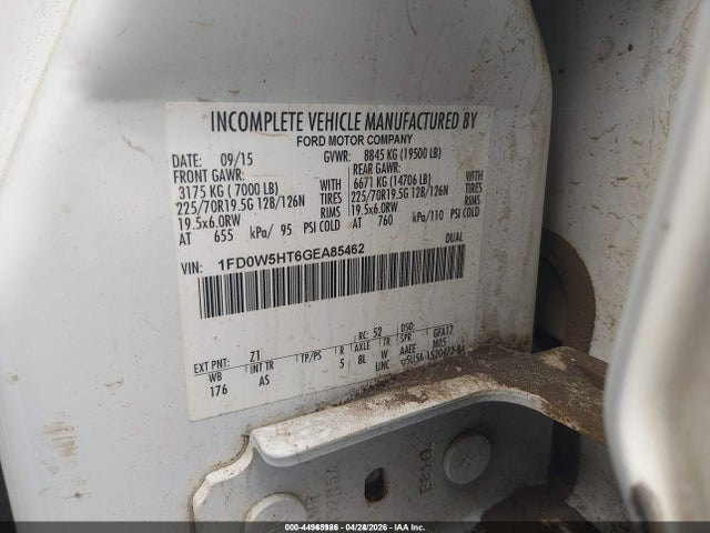 Ford F-550 Chassis Xl 2016 1FD0W5HT6GEA85462 Image 9