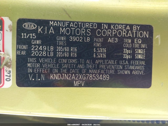 Aukcja sprzedaży 2016 Kia Soul !, vin: KNDJN2A2XG7853489, numer aukcji: 44965987