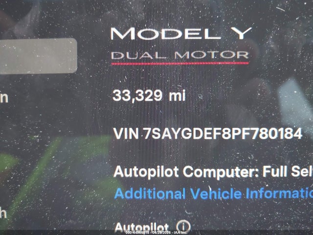 Aukcja sprzedaży 2023 Tesla Model Y Performance Dual Motor All-wheel Drive, vin: 7SAYGDEF8PF780184, numer aukcji: 44966015