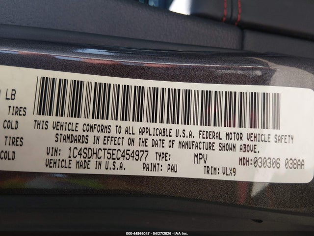 Aukcja sprzedaży 2014 Dodge Durango R/t, vin: 1C4SDHCT5EC454977, numer aukcji: 44966047