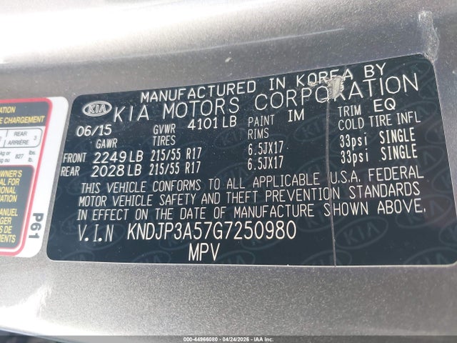KNDJP3A57G7250980 KIA SOUL +