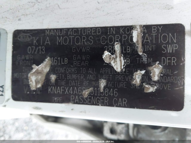2014 Kia Forte Lx მანქანა იყიდება აუქციონზე, vin: KNAFX4A68E5115646, აუქციონის ნომერი: 44966096