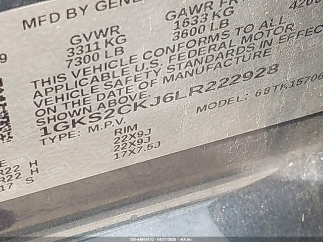 1GKS2CKJ6LR222928 GMC Yukon 4wd Denali