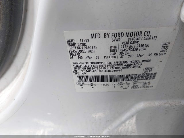Продажа на аукционе авто 2013 Ford Edge Sel, vin: 2FMDK3JC5DBE38048, номер лота: 44966117