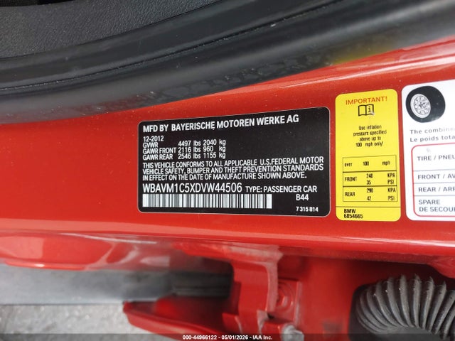 Продаж на аукціоні авто 2013 Bmw X1 Sdrive28i, vin: WBAVM1C5XDVW44506, номер лоту: 44966122