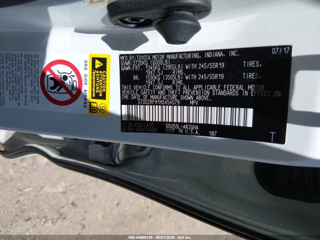Toyota Highlander Limited Platinum 2017 5TDDZRFH1HS454579 Image 9