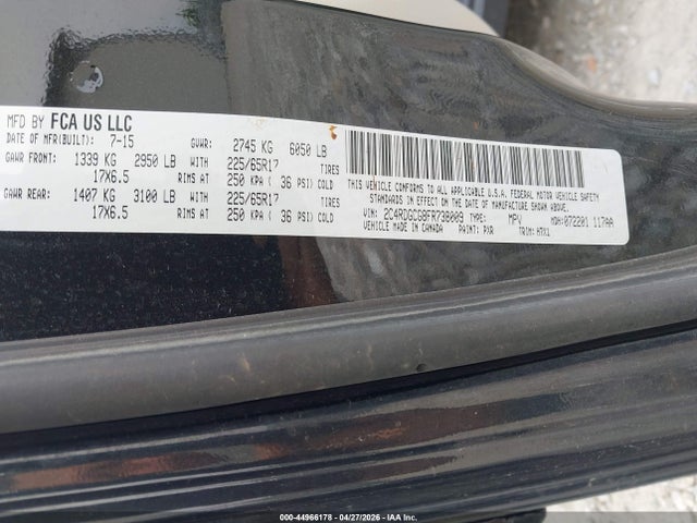 Продажа на аукционе авто 2015 Dodge Grand Caravan Sxt, vin: 2C4RDGCG8FR738009, номер лота: 44966178