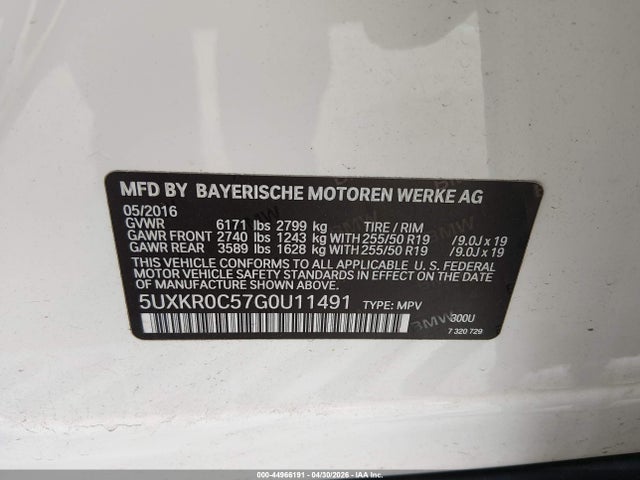 Aukcja sprzedaży 2016 Bmw X5 Xdrive35i, vin: 5UXKR0C57G0U11491, numer aukcji: 44966191