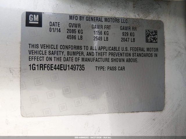 2014 Chevrolet Volt მანქანა იყიდება აუქციონზე, vin: 1G1RF6E44EU149735, აუქციონის ნომერი: 44966202