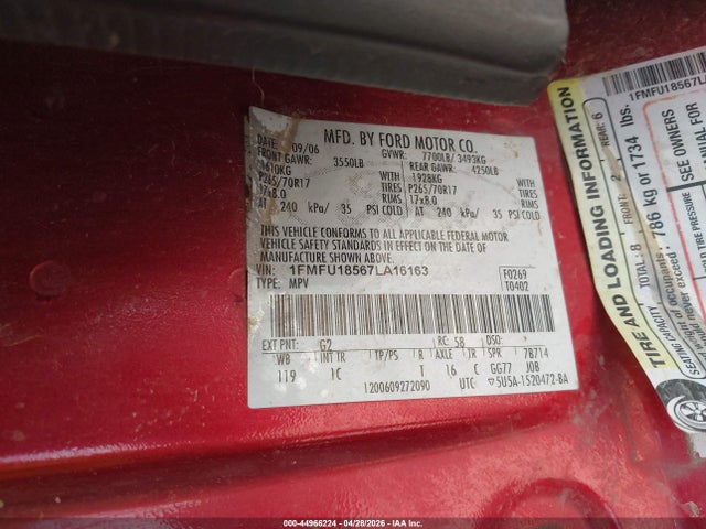 Aukcja sprzedaży 2007 Ford Expedition Eddie Bauer, vin: 1FMFU18567LA16163, numer aukcji: 44966224