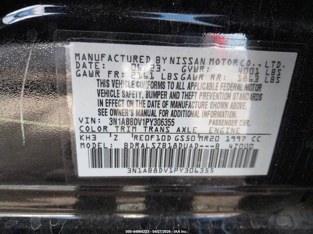 Aukcja sprzedaży 2023 Nissan Sentra Sr Xtronic Cvt, vin: 3N1AB8DV1PY306355, numer aukcji: 44966223