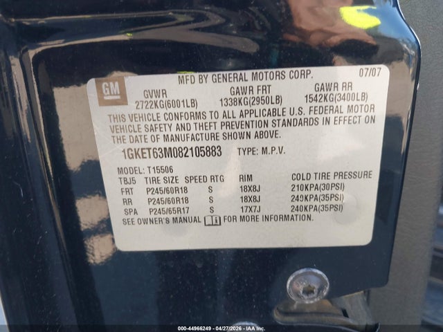 Продажа на аукционе авто 2008 Gmc Envoy Denali, vin: 1GKET63M082105883, номер лота: 44966249