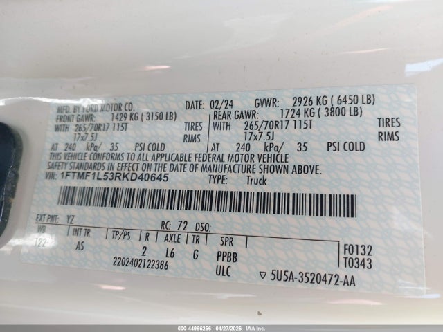 Ford F-150 Xl 2024 1FTMF1L53RKD40645 Image 9