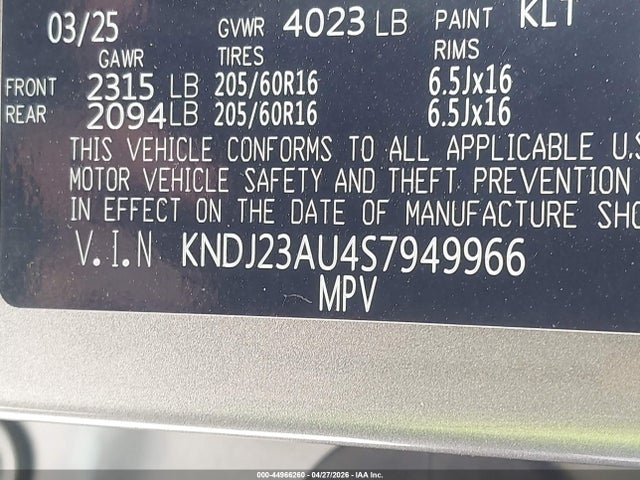 Aukcja sprzedaży 2025 Kia Soul Lx, vin: KNDJ23AU4S7949966, numer aukcji: 44966260