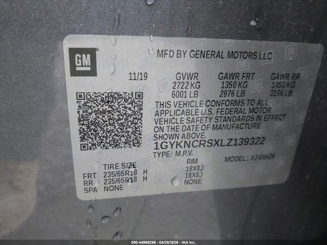 Продаж на аукціоні авто 2020 Cadillac Xt5 Fwd Premium Luxury, vin: 1GYKNCRSXLZ139322, номер лоту: 44966266