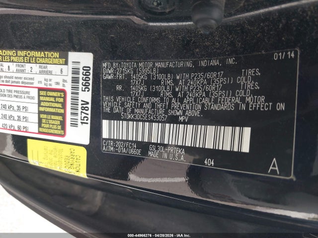 Продажа на аукционе авто 2014 Toyota Sienna Le V6 8 Passenger, vin: 5TDKK3DC5ES453057, номер лота: 44966276