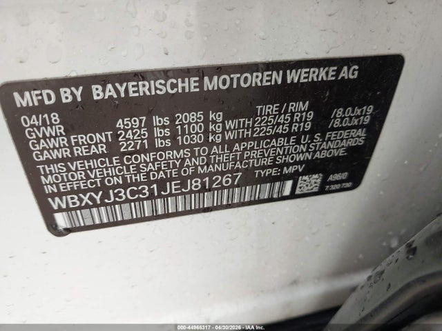 2018 Bmw X2 Sdrive28i მანქანა იყიდება აუქციონზე, vin: WBXYJ3C31JEJ81267, აუქციონის ნომერი: 44966317
