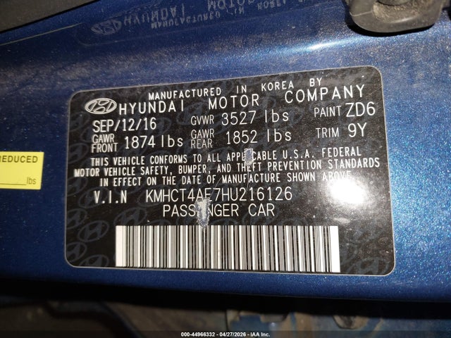 Hyundai ACCENT SE 2017 KMHCT4AE7HU216126 Image 9