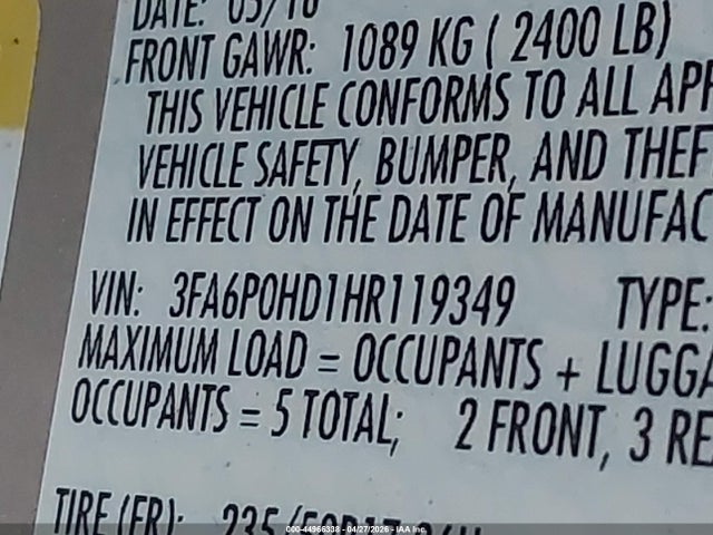 Ford FUSION SE 2017 3FA6P0HD1HR119349 Image 9